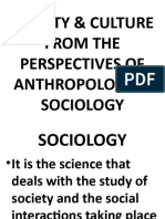 Society & Culture From The Perspectives of Anthropology