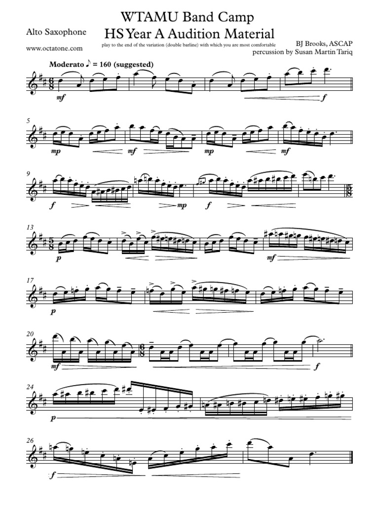 Band Camp HS Year A Alto Saxophone PDF