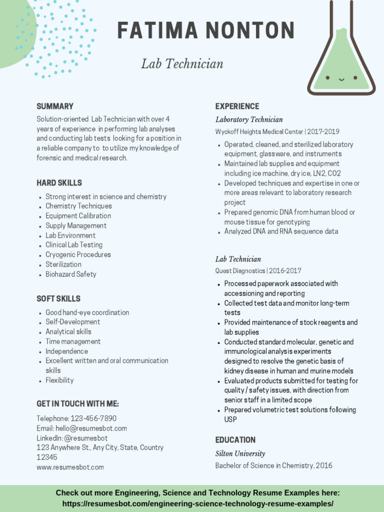 Lab Technician Career Profile | PDF | Laboratories | Life Sciences