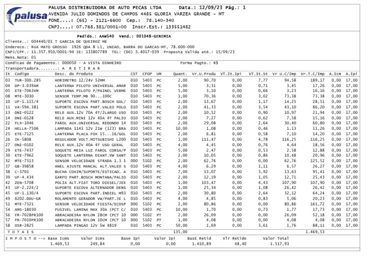 Palusa Distribuidora Auto Peças - Várzea Grande, Mato Grosso