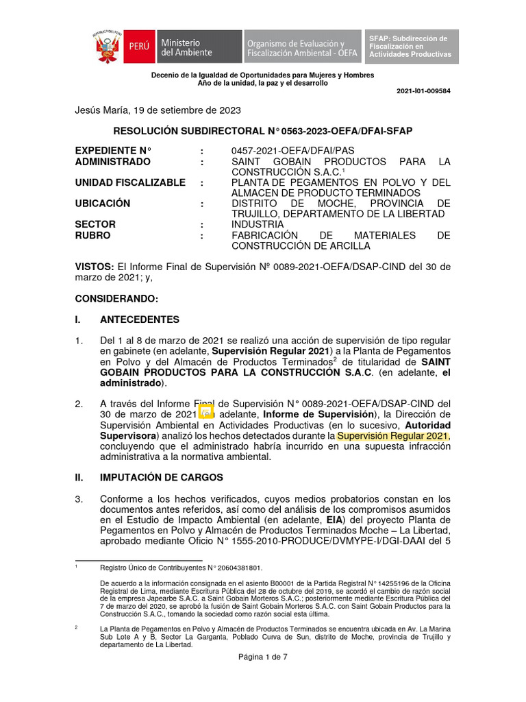 RSD 0563 - 2023-Oefa-Dfai-Sfap | PDF