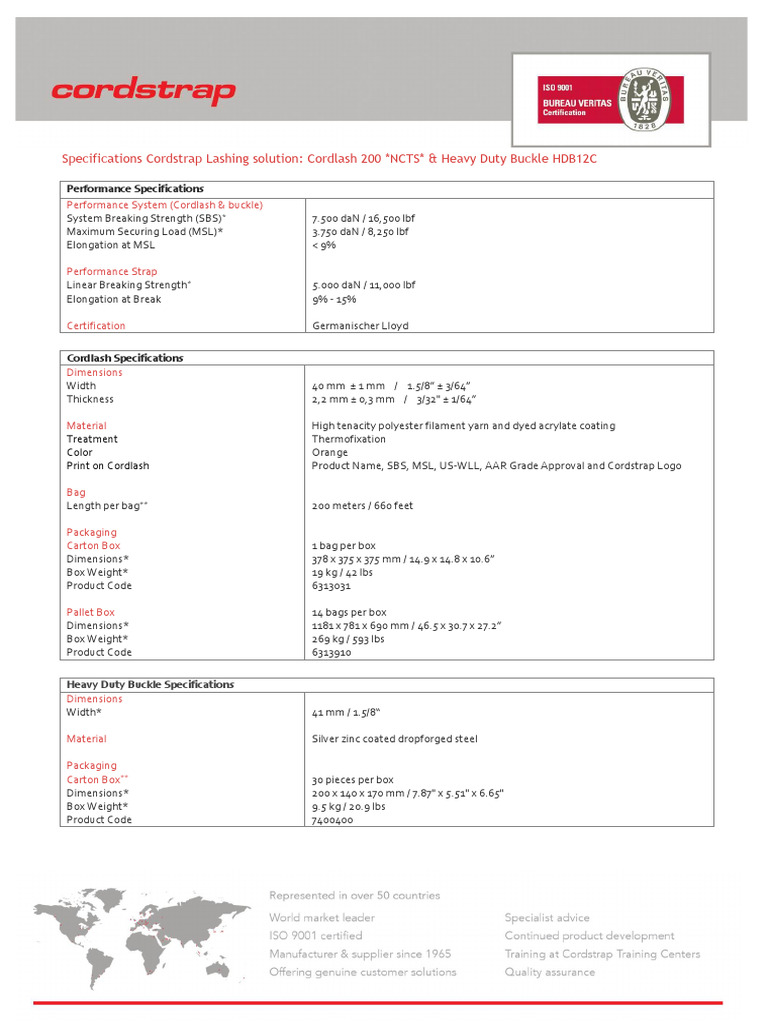 Commercial Specification Sheet Cordlash 200 Ncts & hdb12c 6313031