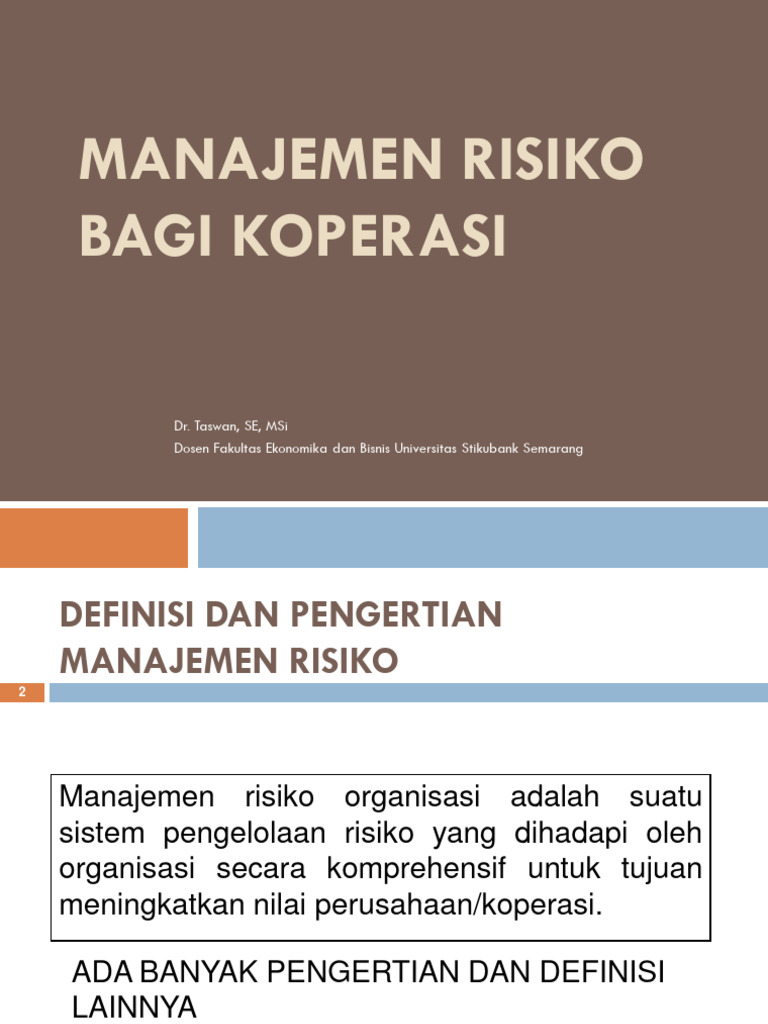 Manajemen Risiko untuk Koperasi | PDF | Karier & Perkembangan