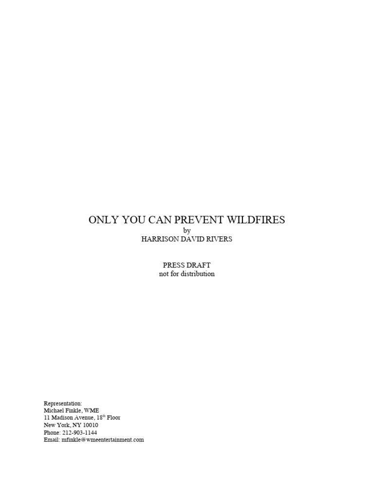 Only You Can Prevent Wildfires Harrison David Rivers Pdf