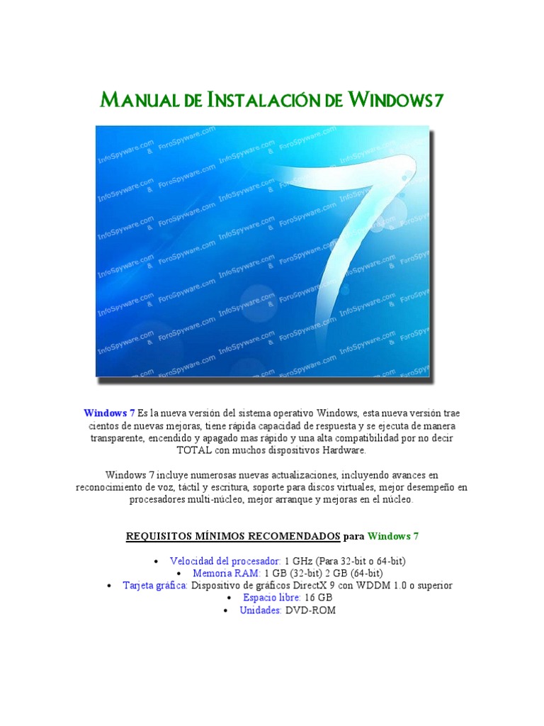 Manual de Instalación de Windows 7 | PDF