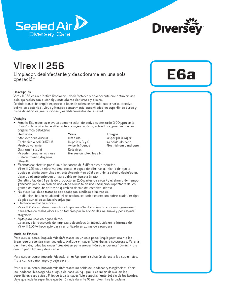 Ficha Técnica Virex II 256 | PDF | Agua | Especialidades Medicas