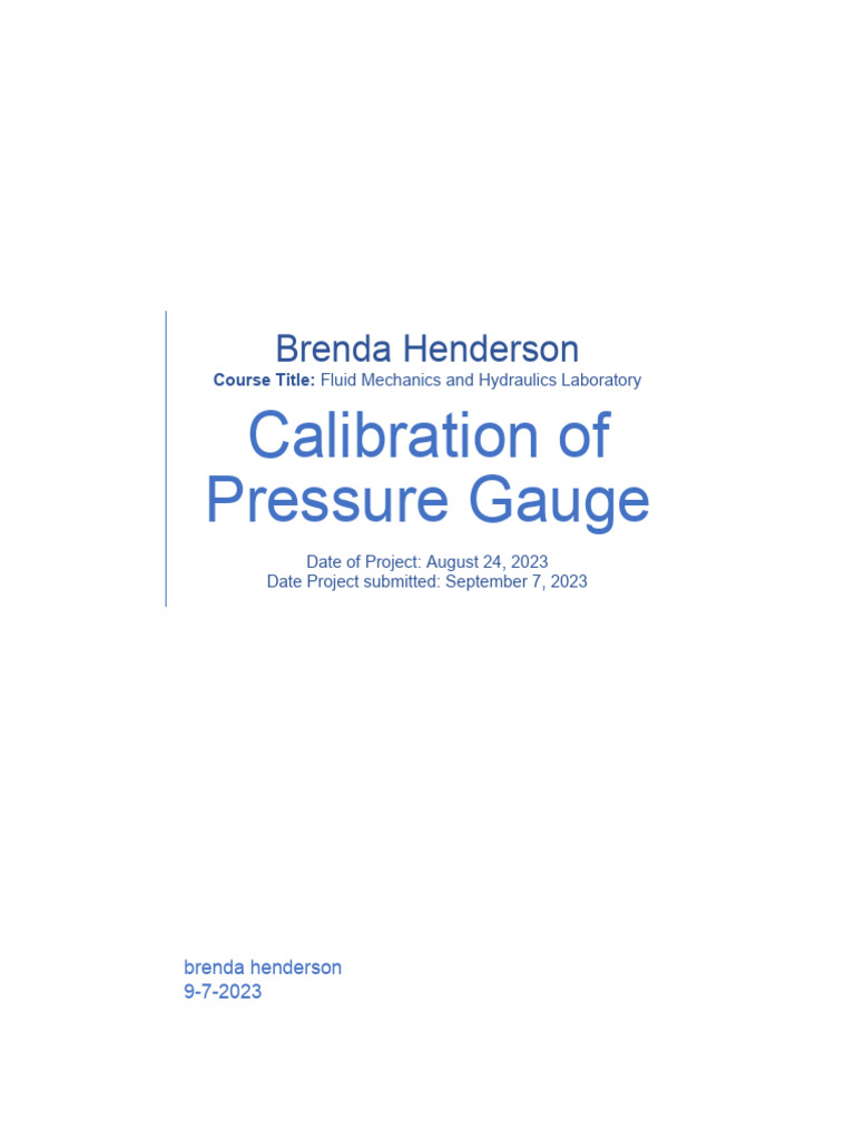 Lab 1 Calibration of Pressure Gauge PDF