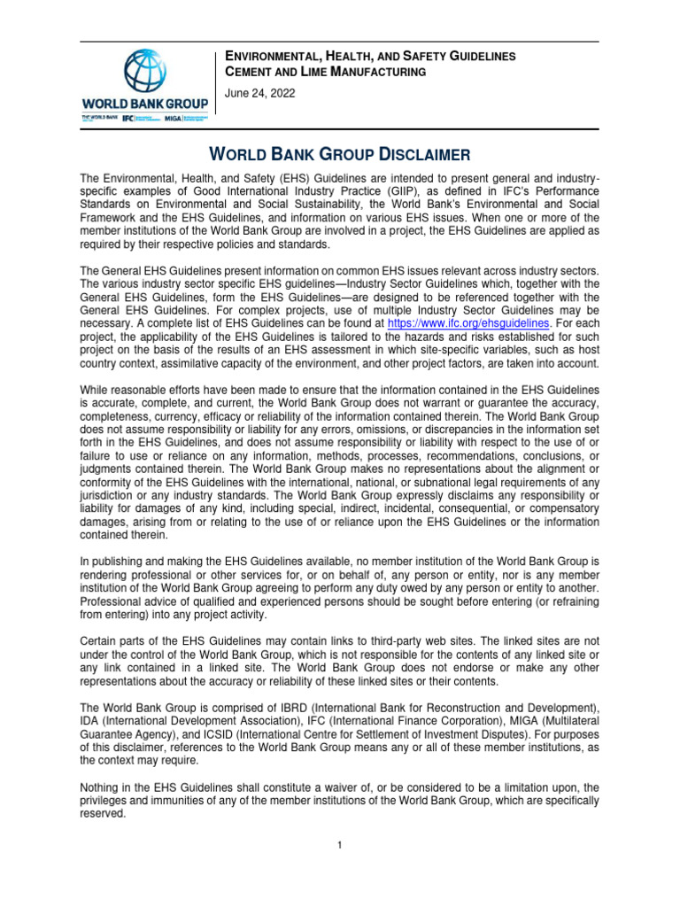 EHS Guidelines for Cement Manufacturing | PDF | Cement | N Ox