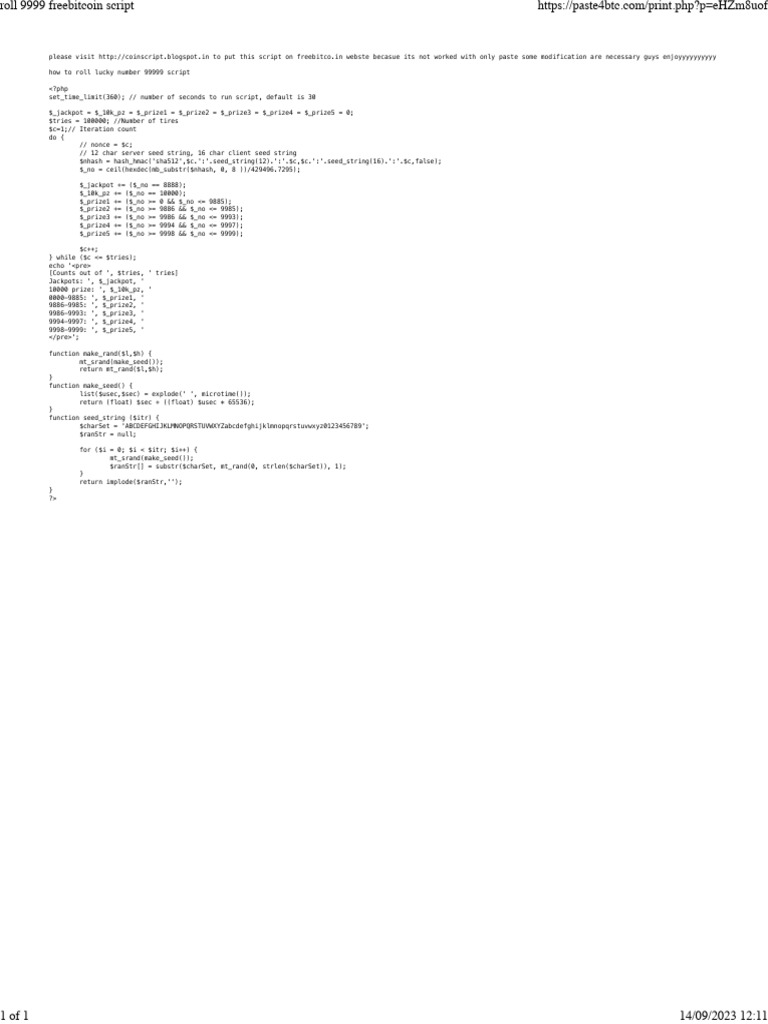 Roll 9999 Freebitcoin Script | PDF