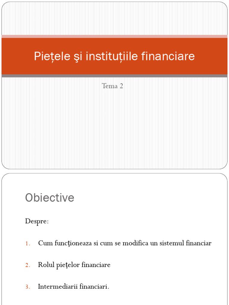 Tema 2 Pieţele Şi Instituţiile Financiare PDF