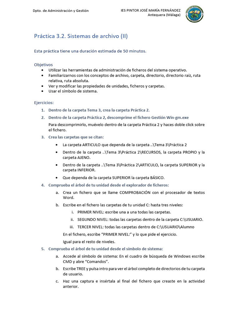 Práctica 3.2. Sistemas de Archivo (II) | PDF | Archivo de computadora ...