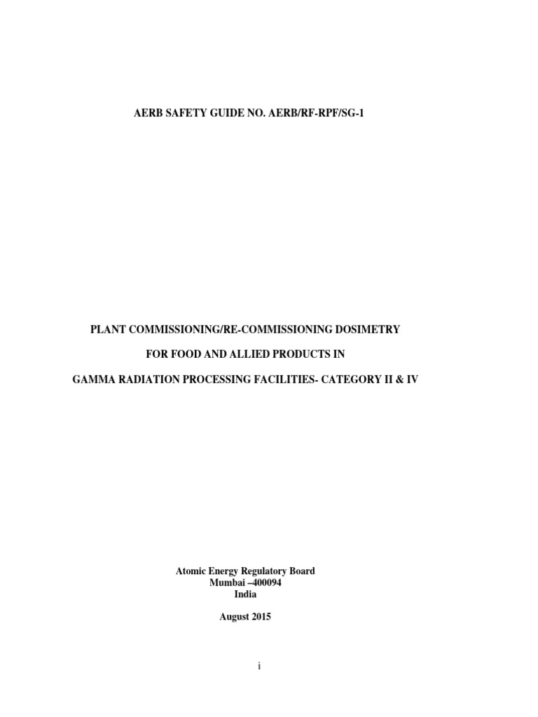 Aerb Safety Guide No. Aerb/RfRpf/Sg1 Atomic Energy Regulatory Board