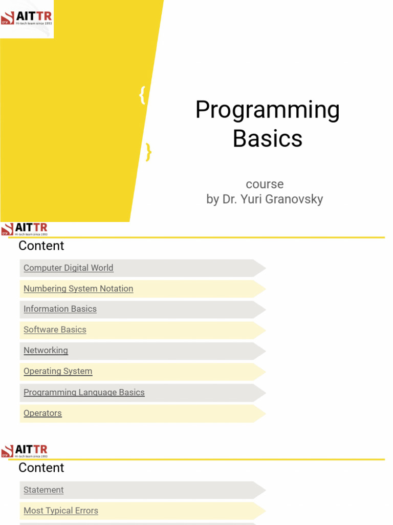 Programming Basics Part1 | PDF | Byte | Programming