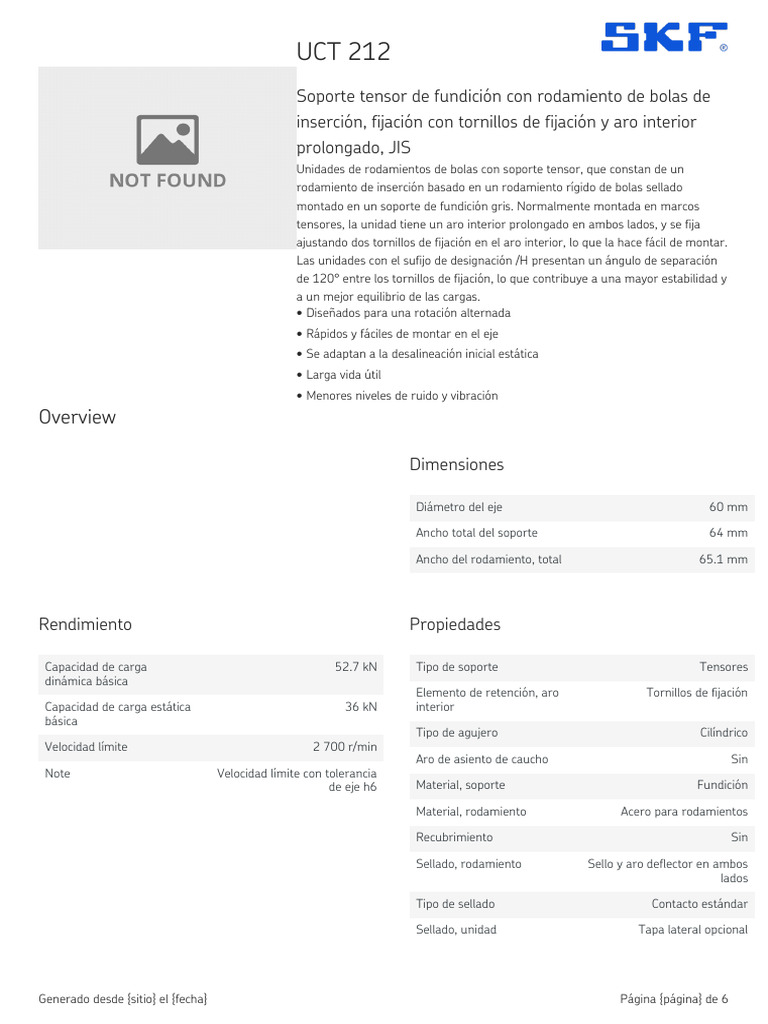 Soporte Tensor UCT 212 SKF | PDF