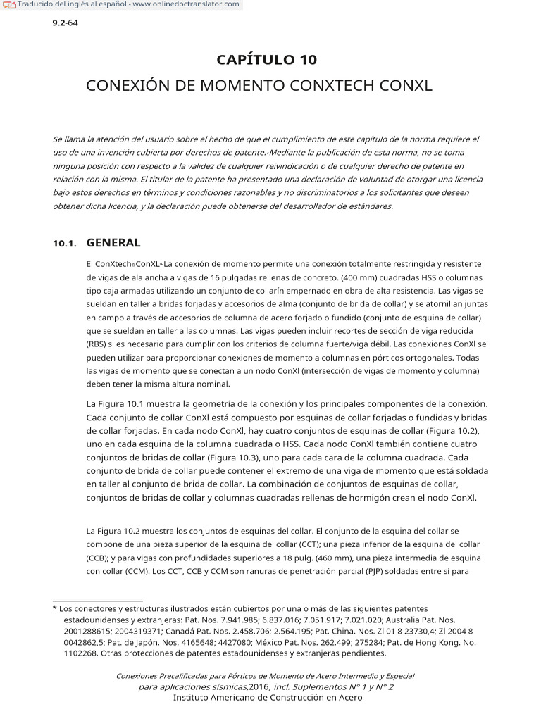 Conexión de Momento Conxtech Conxl: Capítulo 10 | PDF