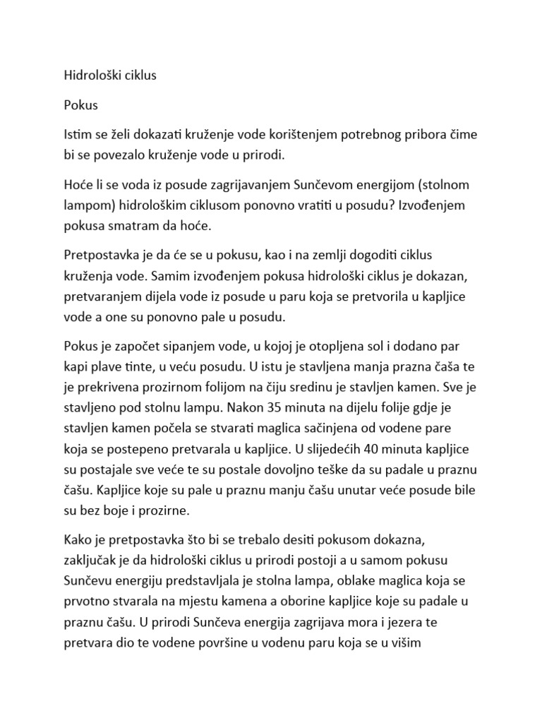 Hidrološki ciklus | PDF
