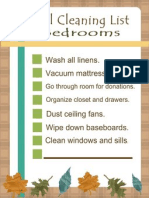 Fall Cleaning List (Bedrooms)