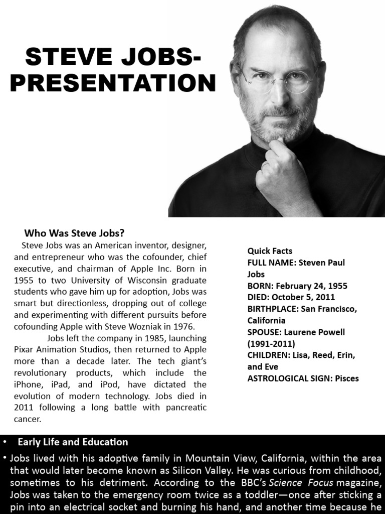 Steve Jobs Presentation PDF Apple Inc. Steve Jobs