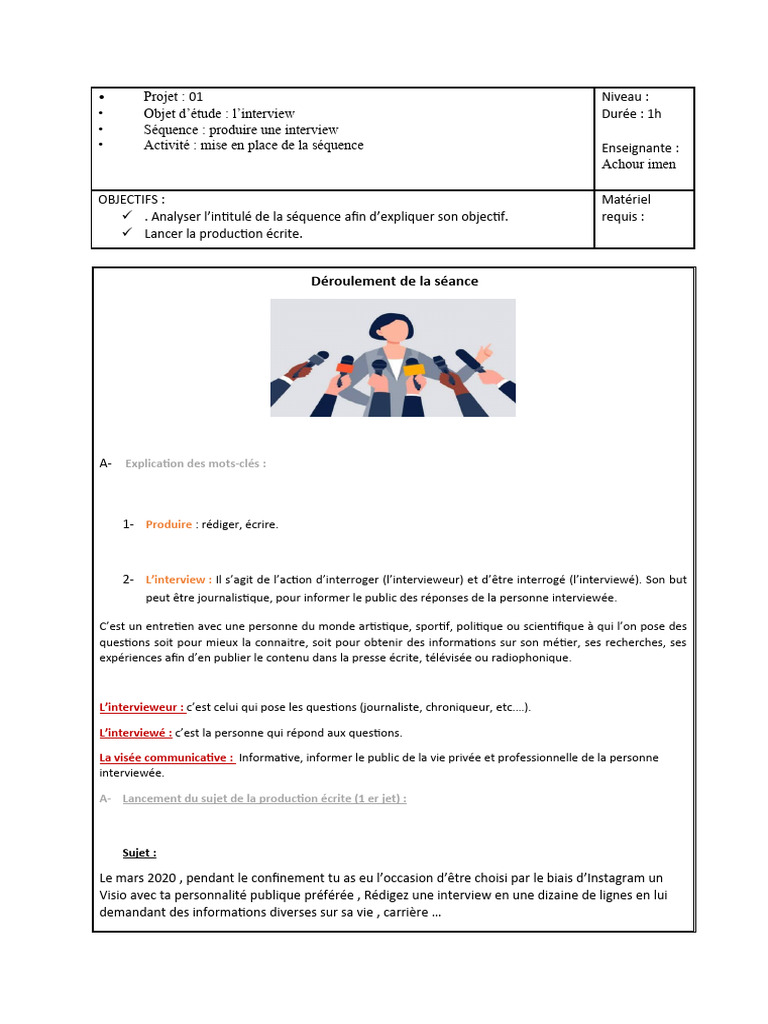 Mise en place d'une interview écrite | PDF
