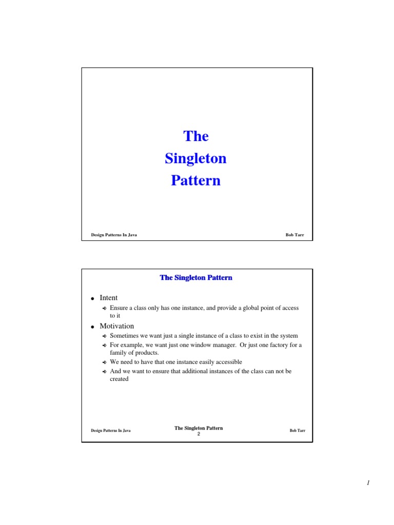The Singleton Pattern: Intent | PDF | Method (Computer Programming ...