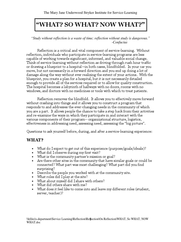 What So What Now What | PDF | Service Learning | Educational Psychology