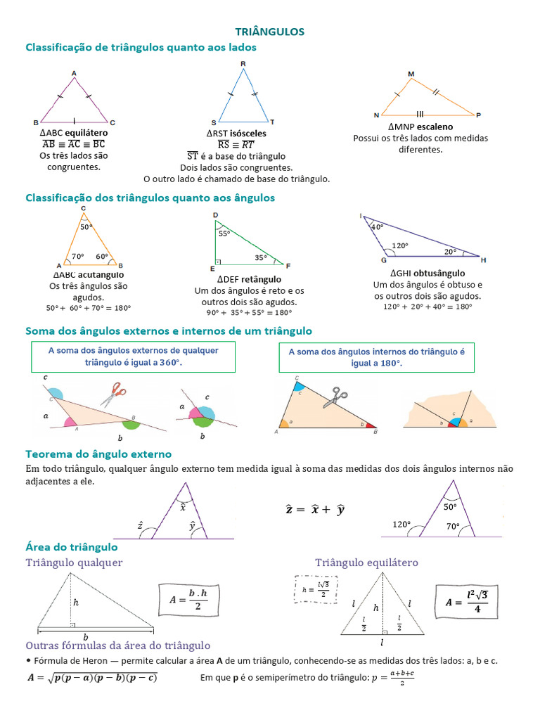 Classificação e Cálculo de Triângulos | PDF