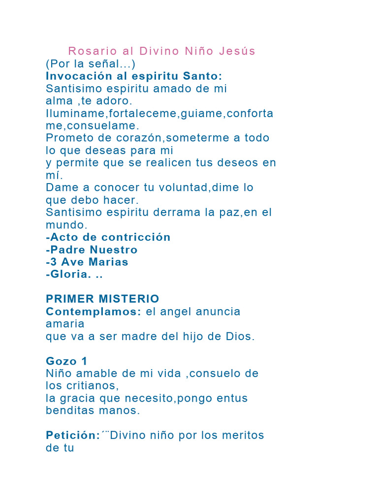 Rosario al Divino Niño Jesús | PDF