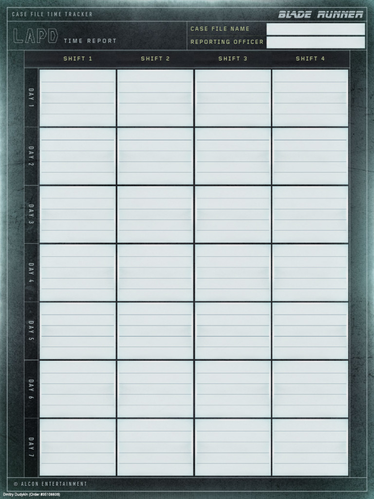 Blade Runner RPG Case File Time Tracker 220801 | PDF
