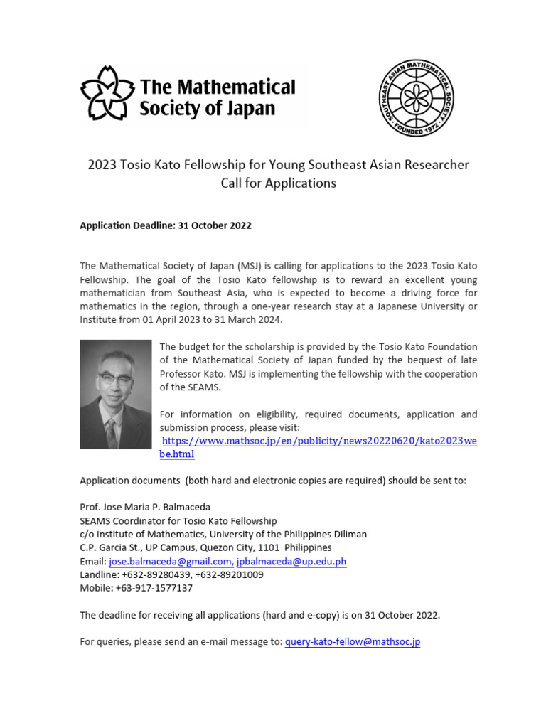 2023 Tosio Kato Fellowship Call For Applications PDF