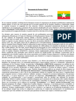Documento de Postura Oficial - República de La Unión de Myanmar