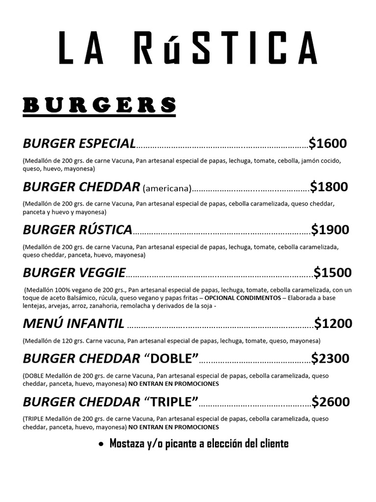 LA RuSTICA CARTA AGOSTO 2023 PDF Salchicha Cocina occidental