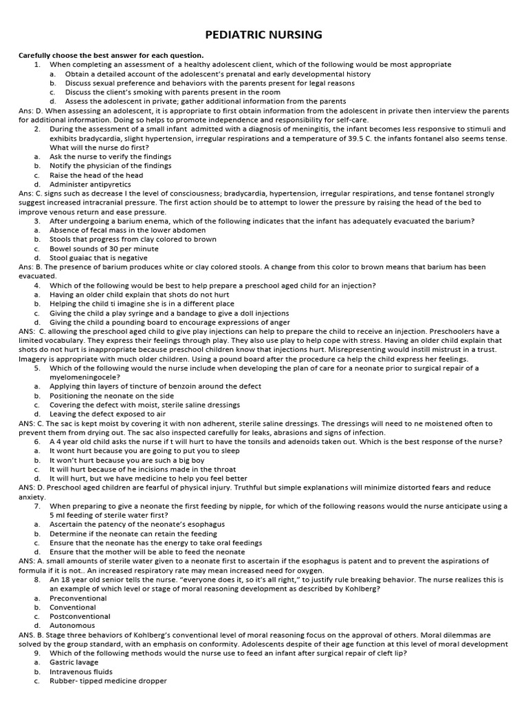 Pediatric nursing quiz pdf cerebral palsy infants