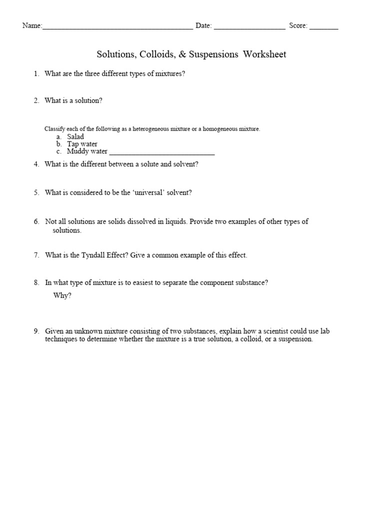 W soltution colloid suspension key pdf