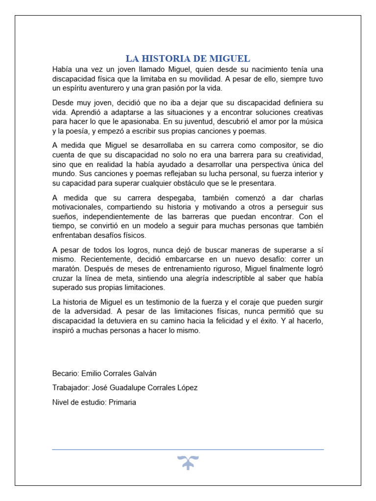 La Inspiradora Historia de Miguel | PDF | Relaciones personales ...
