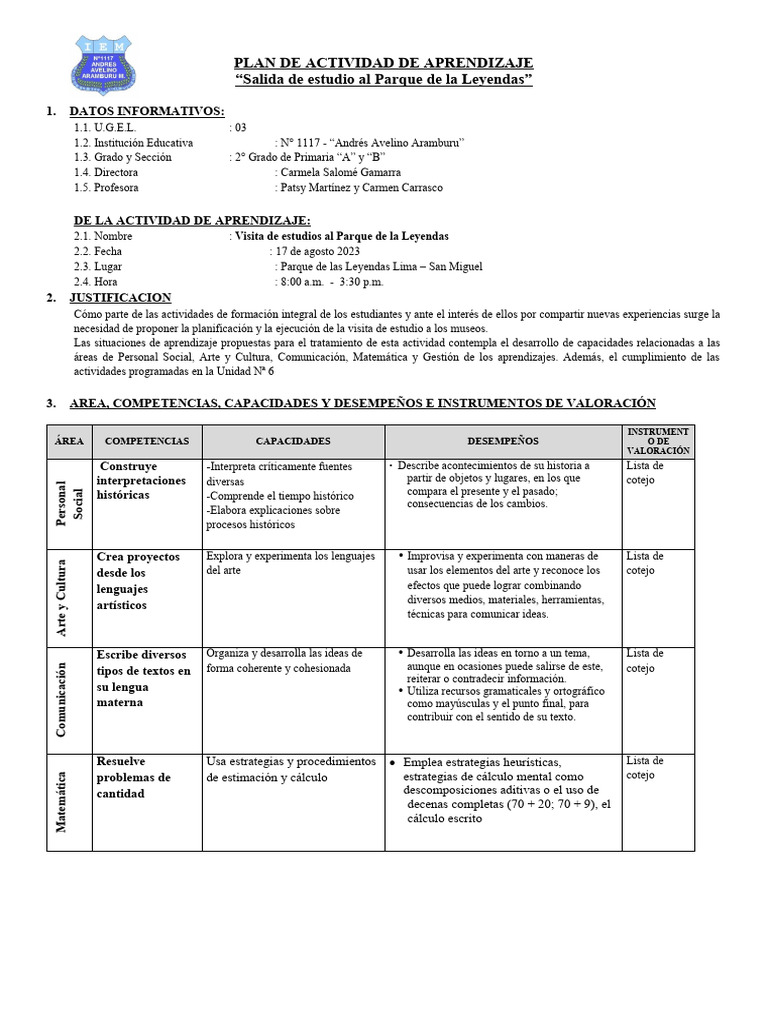 PLAN - DE - ACTIVIDAD - DE - APRENDIZAJE 2° Primaria | Descargar gratis ...