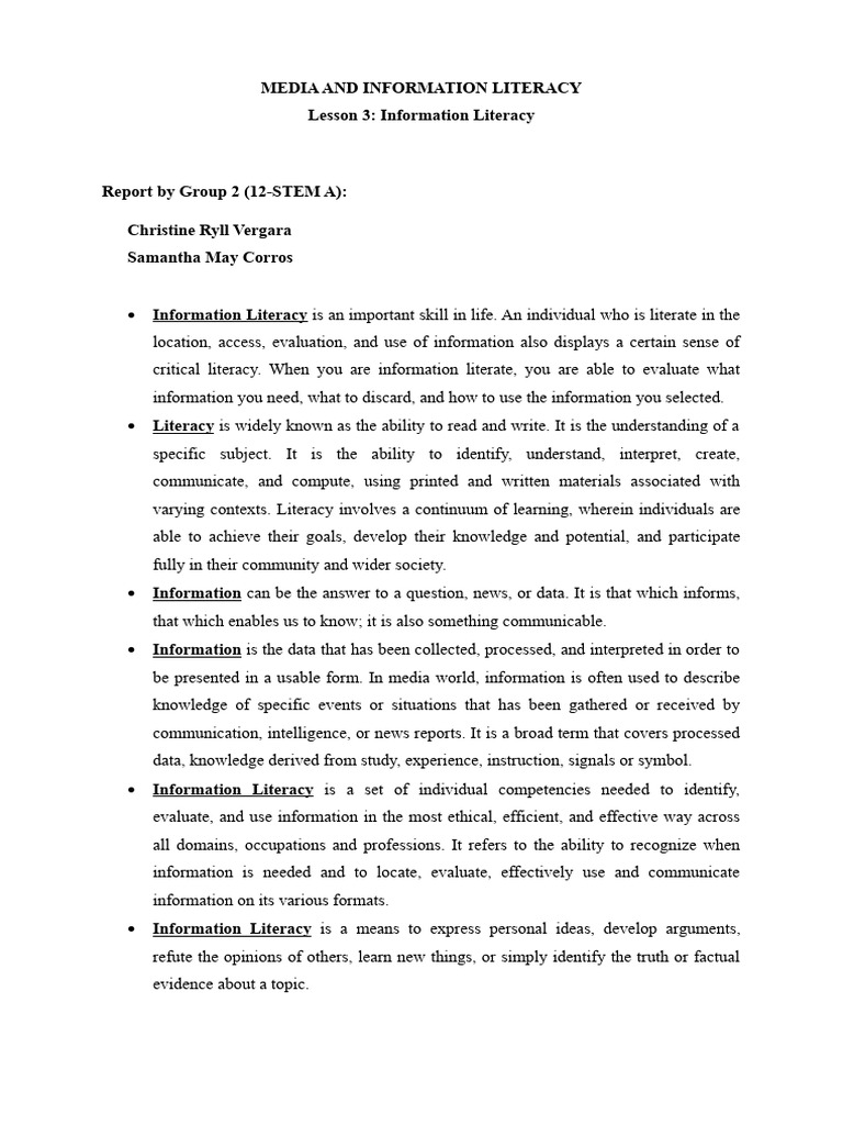 Understanding Information Literacy Skills | PDF | Information ...