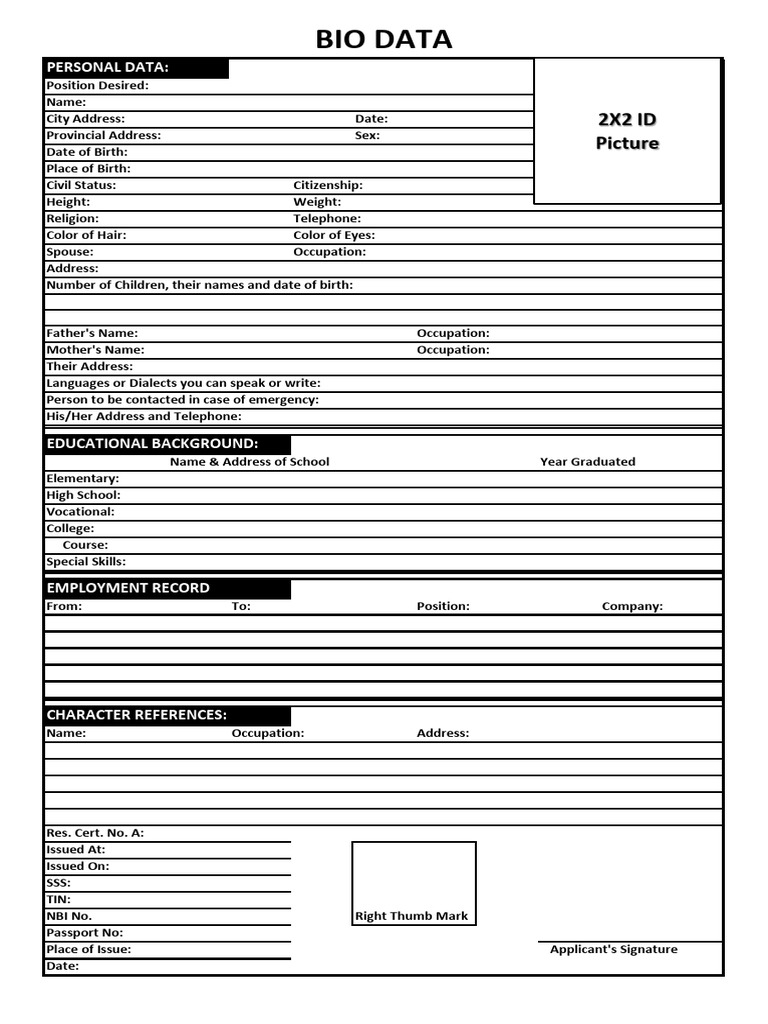 Bio Data | PDF