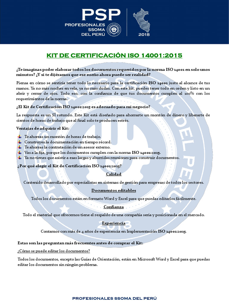 Kit iso 14001 pdf