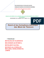 Exposé de Karst Et Formations Karstiques de Mont de Tlemcen