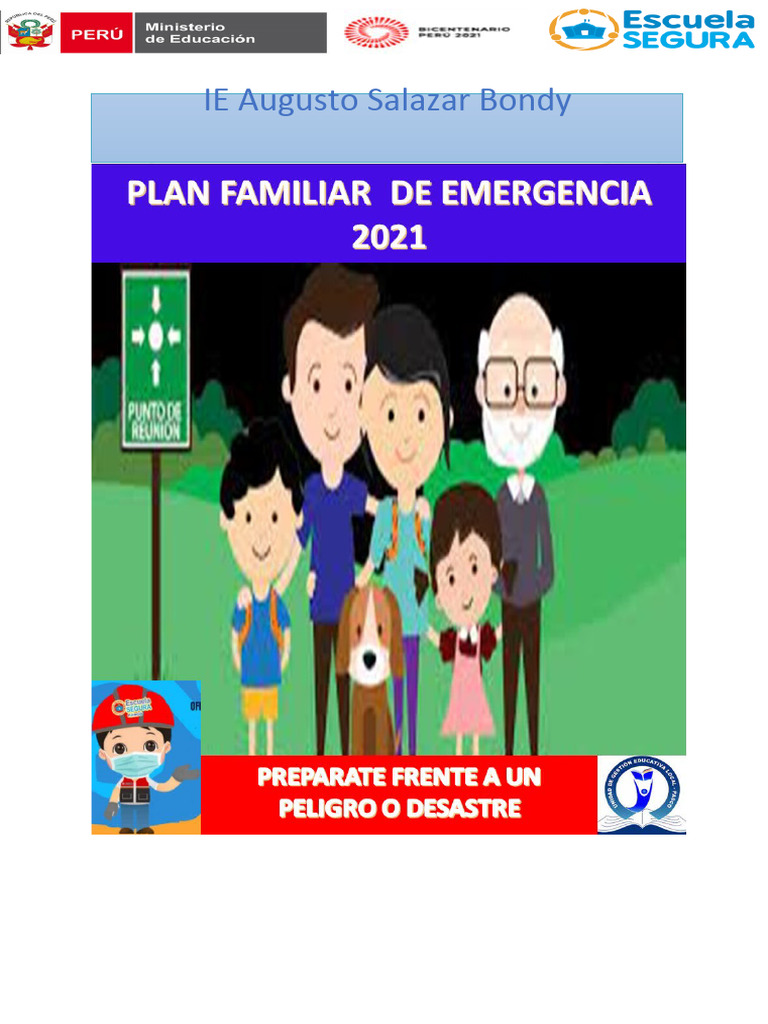 Plan de Emergencia Familiar Integral | PDF | Inundar | Agua