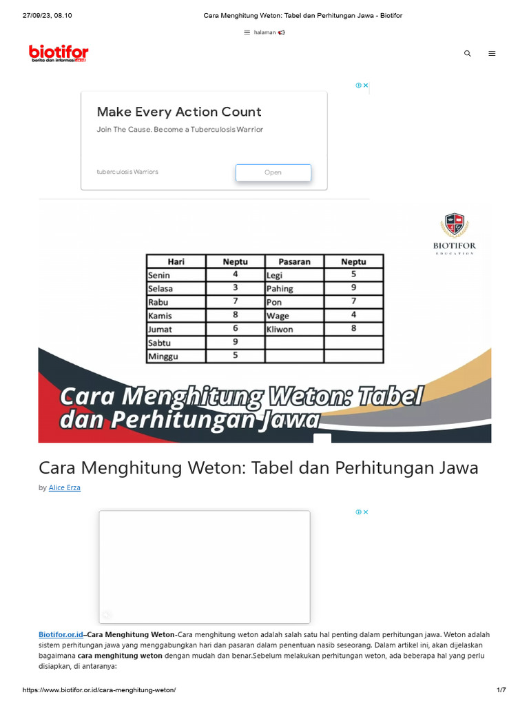 Cara Menghitung Weton Tabel Dan Perhitungan Jawa Biotifor Pdf