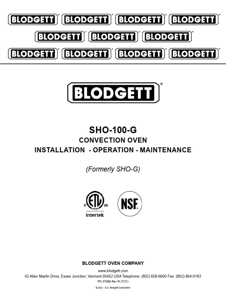 Blodgett SHO-100-G-man-english | PDF | Electrical Connector | Roasting