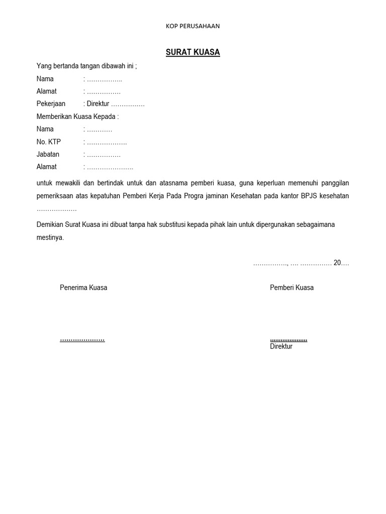 Surat Kuasa Ke BPJS | PDF