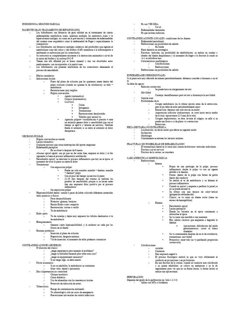 Endodoncia segundo parcial pdf hueso enfermedades y trastornos