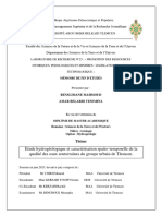 Etude Hydrogéologique Et Caractérisation Spatio-Temporelle de La Qualité Des Eaux Souterraines Du Groupe Urbain de Tlemcen