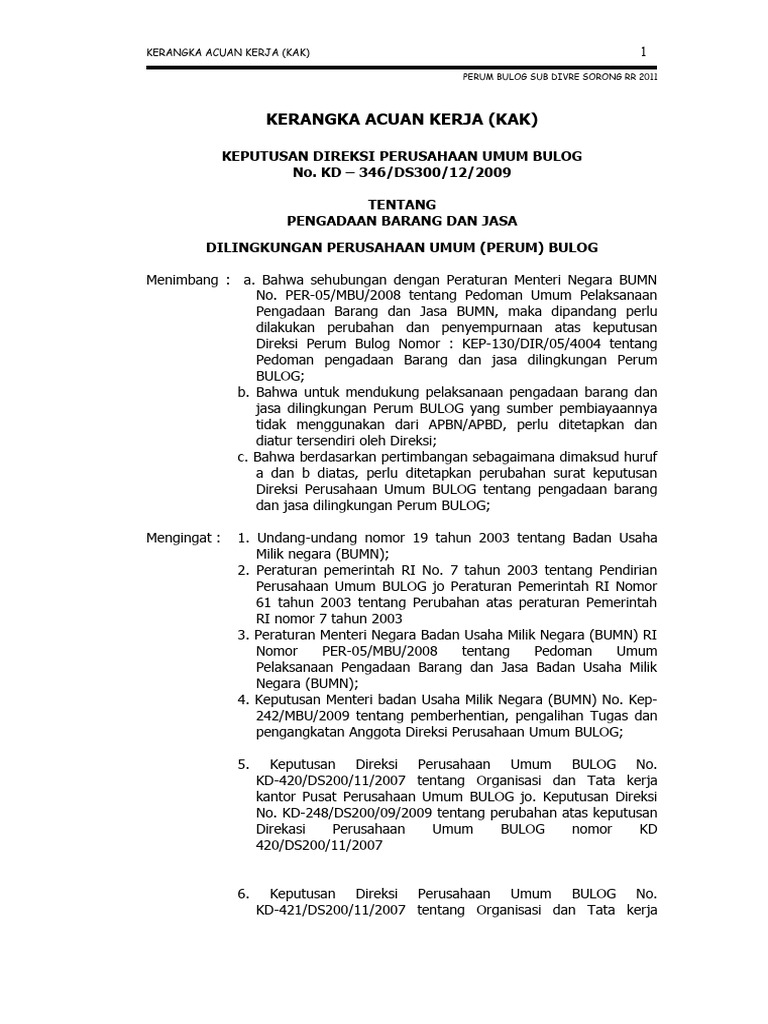 Pedoman Pengadaan Barang dan Jasa BULOG | PDF | Bisnis | Pengelolaan ...
