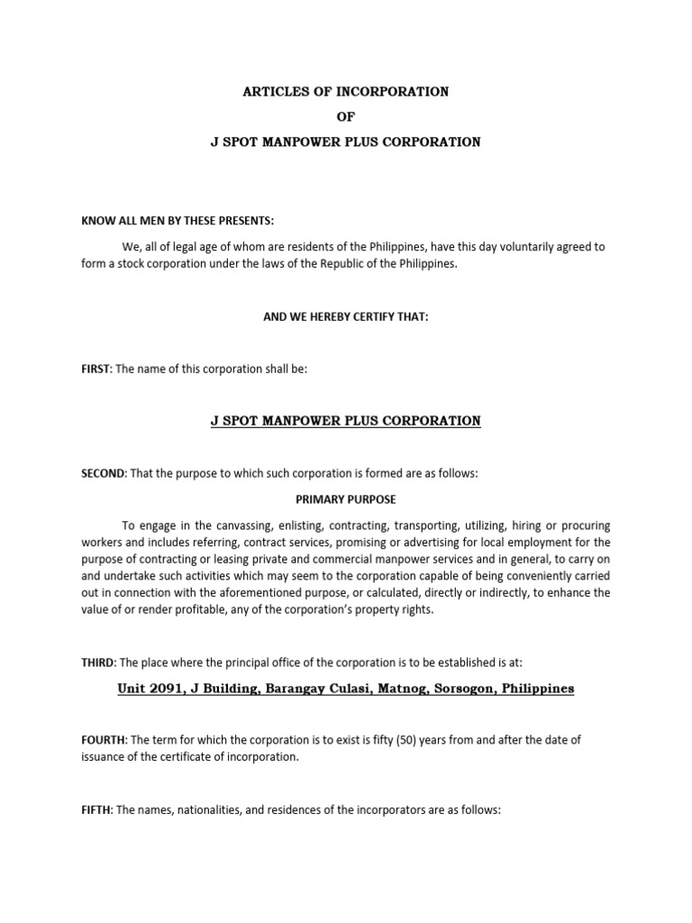 articles of incorporation llc new york