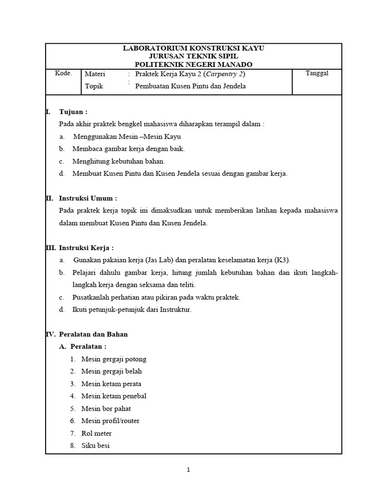 Job Sheet Carpentry 2 Recovered Pdf