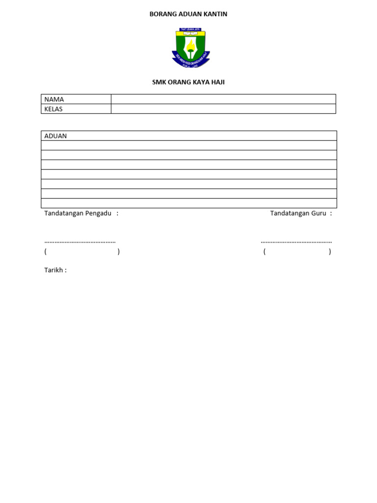 BORANG CADANGAN KANTIN | PDF