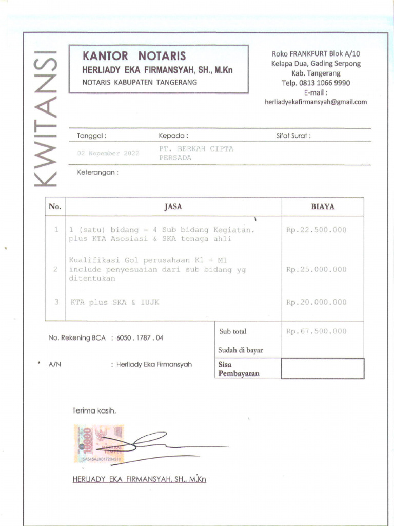 Inv2 Pt. Berkah Cipta Persada | PDF